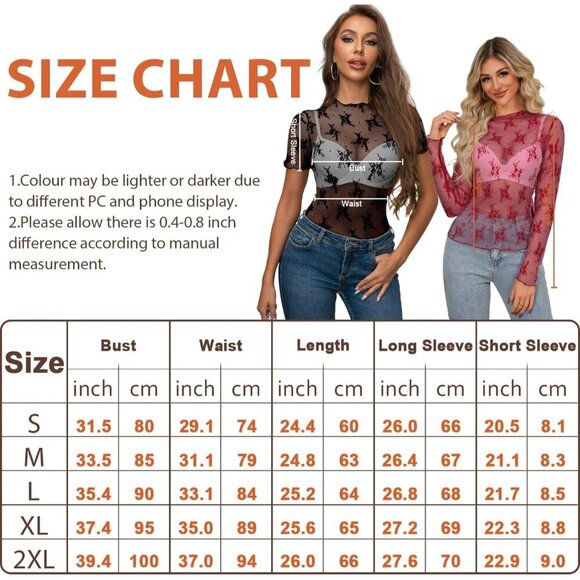 🆕Women's Brown Polyamide Mesh Sheer Long Sleeve Mock Neck Sexy Lace Blouse - Picture 6 of 6